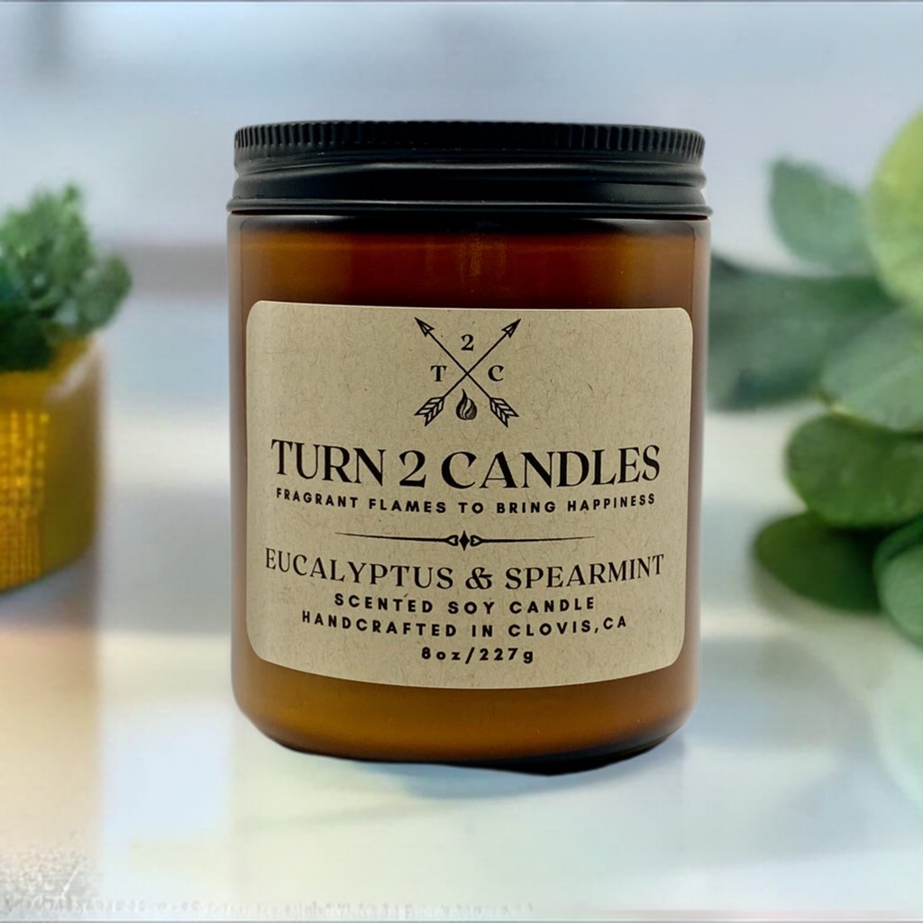 Soy Wax Candle - Eucalyptus and Spearmint - Premium Candle from Turn2Candles - Just $12! Shop now at Turn2Candles