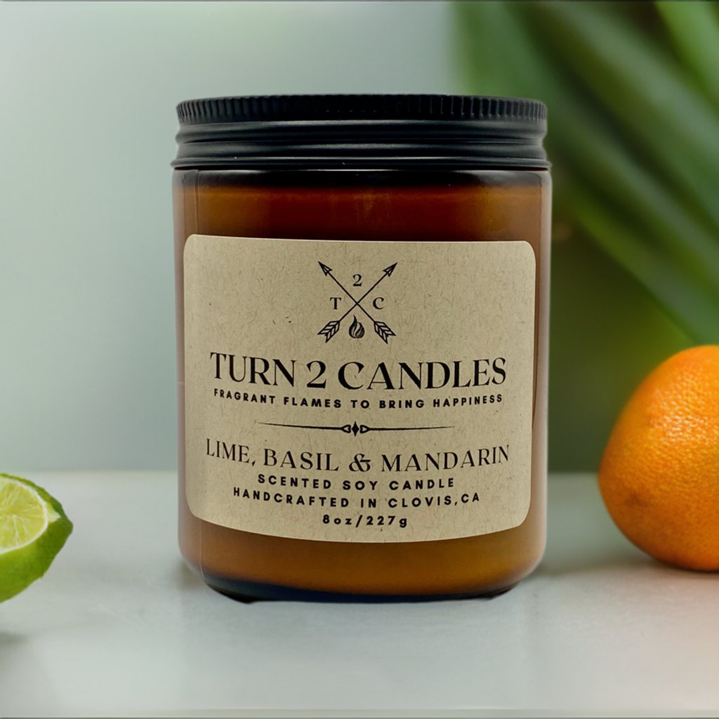 Soy Wax Candle - Lime, Basil, and Mandarin - Premium Candle from Turn2Candles - Just $12! Shop now at Turn2Candles